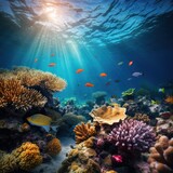 Fototapeta Do akwarium - Underwater shoot of vivid coral reef with a fishes