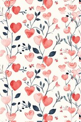 Wall Mural - Romantic Texture. Seamless Valentine Pattern Background in a Textured and Romantic Style, Perfect for Elegantly Enhancing the Atmosphere of Love.