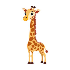  A picture of wild animal cute, cartoon giraffe, vector illustartion
