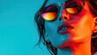 © BrandwayArt - Woman Wearing Sunglasses With Blue Background