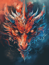 Fire Dragon Illustration Design, Ai Generated Images