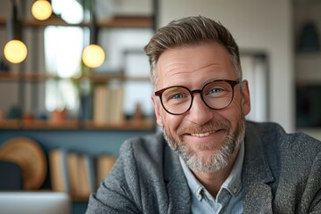 Wall Mural - Smiling Man With Beard and Glasses