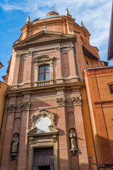 Sticker - Detail of facade of the church of Santa Maria della Vita in orange brick, Bologna ITALY