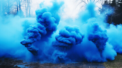  Person standing in between color smoke bombs