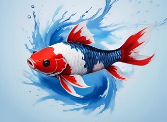 Wall Mural - A beautiful mixed color koi fish artwork, paint background