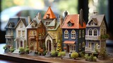 Fototapeta Londyn - Exquisite Miniature Model Town Display Featuring Detailed Craftsmanship Houses