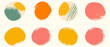 Conjunto de oito formas coloridas e abstratas nas cores amarelo, bege, laranja, azul e rosa isoladas no fundo branco - Ilustração estilo clipart