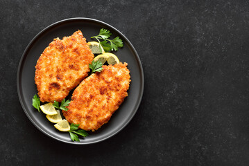 Wall Mural - Chicken schnitzel on plate