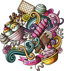 Wall Mural - Ice Cream detailed cartoon illustration