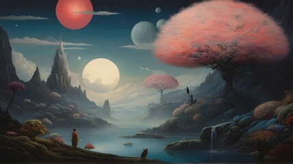 landscape with moon
