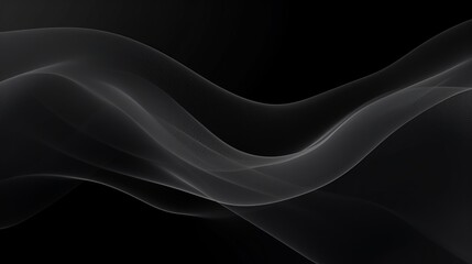 Wall Mural - Dynamic waves: abstract anthracite net grid texture on black background - web design concept