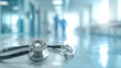 © Irina B - Medical blurred blue hospital background with space for text. Copy space