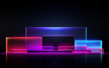 Wall Mural - neon color abstract squares background,created with generative ai tecnology.