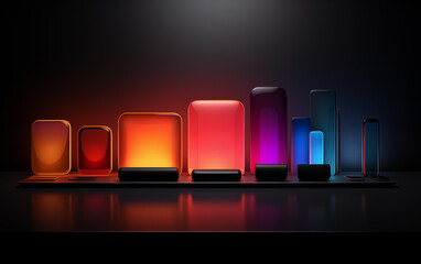 Wall Mural - neon color abstract squares background,created with generative ai tecnology.