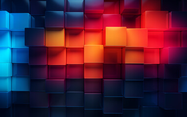 Wall Mural - neon color abstract squares background,created with generative ai tecnology.