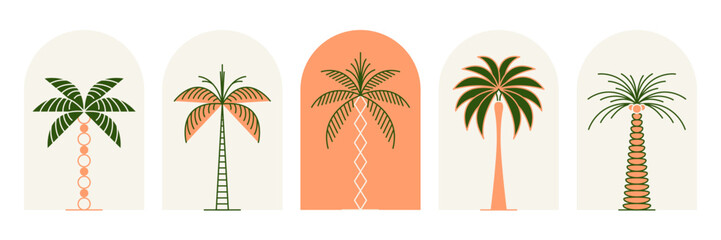 palm tree thin line icon abstract design summer logo template modern minimal linear emblem for vacat