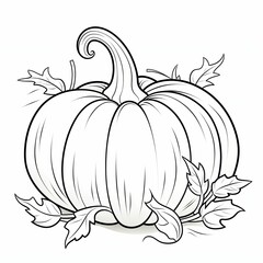 Wall Mural - Pumpkin with tiny leaves. Pumpkin as a dish of thanksgiving for the harvest, picture on a white isolated background.