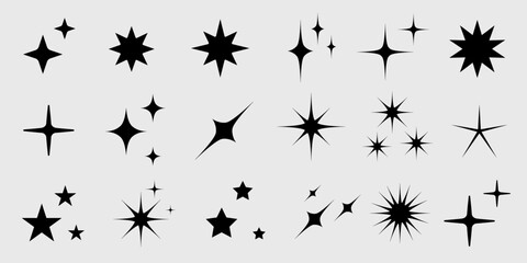 sparkle icons set. twinkle stars collection. shine star icons. effect shine, glitter, twinkling and 