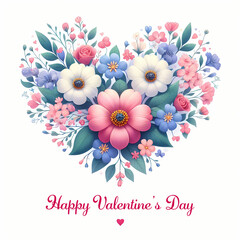 Wall Mural - Floral Heart Design. Happy Valentine's Day. 