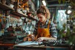 photograph of Woman is working at workshop. Concept of small business. wide angle lens realistic lighting --ar 3:2 --stylize 250 --v 6 Job ID: 097c3f8a-1acf-40ff-82a8-bd118fbb4214