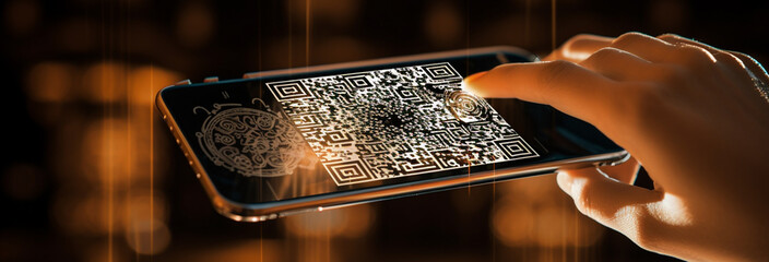 QR code on virtual screen