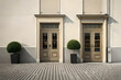 small vintage europaen shop facade , beige freestone storefront template