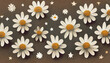 Whimsical daisy pattern on dark brown paper with star cutouts