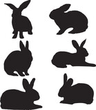 Fototapeta Dinusie - set of rabbits silhouettes