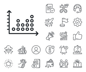 Wall Mural - Presentation chart sign. Salaryman, gender equality and alert bell outline icons. Dot plot graph line icon. Market analytics symbol. Dot plot line sign. Spy or profile placeholder icon. Vector