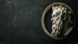 Dark Canvas Illustration of Greek Philosopher Epicurus in a Round Frame with Text Space