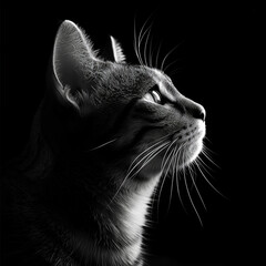 black and white cat portrait | Rim Lighting | Gorgeous Photograph | Tabby Cat | Minimalist Photography 