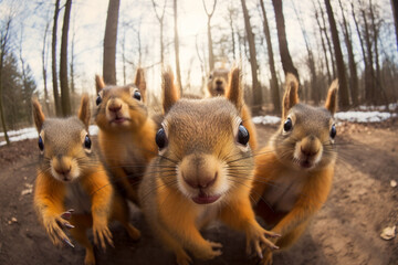  a group of squirrels taking a selfie