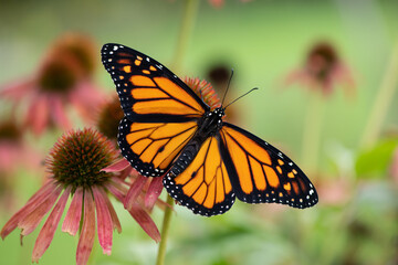 Poster - monarch on pink Coneflower