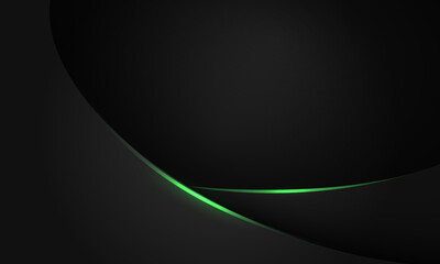 Wall Mural - abstract green line light curve black shadow on dark grey geometric with blank space design modern l