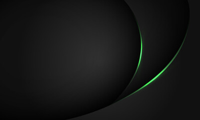 Wall Mural - abstract green line light curve black shadow on dark grey geometric with blank space design modern l