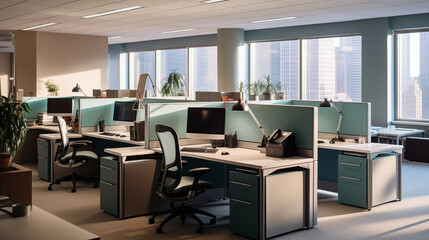 Wall Mural - Spacious traditional cubicles office background image