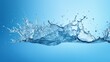 © yusufadi - Macro view fresh water splash on bright blue background. AI generated image