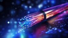 Fiber optic cable for internet network connection technology background. AI generated image