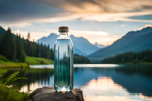 Transparent Bottle Presentation Template , Sunset And Spectacular Lake