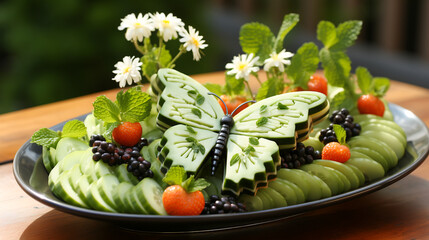 Wall Mural - Carved Butterfly Fruit Salad Creation