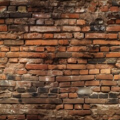 Wall Mural - Weathered old red brick wall endless texture, seamless pattern tile background.