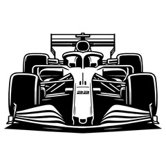 Wall Mural - Fast Formula 1 motorsport car vector illustrated front view silhouette shadows front