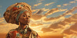 Beautiful young woman wearing traditional African head wrap