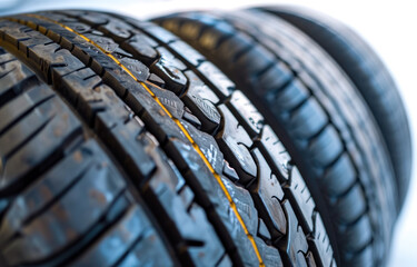 Car tires on a white background