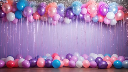 festive backdrop party background illustration fun colorful, balloons confetti, lights music festive backdrop party background