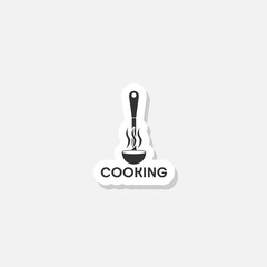 Sticker - Cooking logo with ladle sticker isolated on gray background