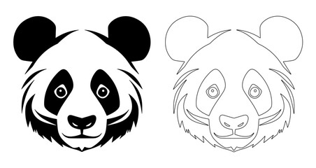 Sticker - Panda head silhouette. Panda logo design. Black and white image of panda head