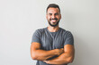 © Rafay - portrait of happy man arm crossed on white isolated background