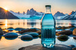 pure mineral water packaging presentation , natural lake