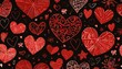 seamless pattern valentines doodles love amore scribbles hearts stars lettering in red and black repeating hand drawn background sketches of love symbols